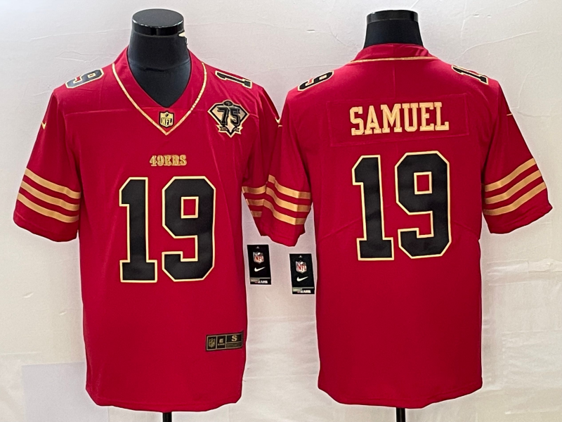Men's San Francisco 49ers Deebo Samuel #19 Red 75th Anniversary Jersey